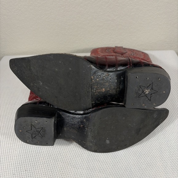 LOS ALTOS MEN BURGUNDY GENUINE EEL WESTERN COWBOY BOOT Size 8.5 (EE+) - Picture 7 of 13